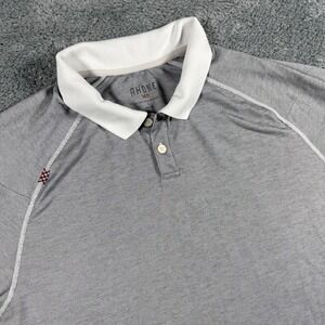 Rhone Delta Pique Polo Shirt Mens Large Grey White Collar Performance Polo